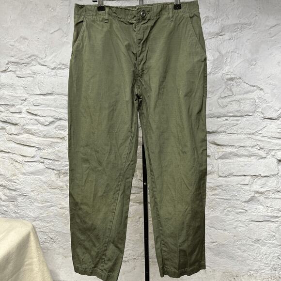 US Army Vintage Vietnam Era Trousers OG-107 Poplin Rip Stop Cargo” Pants 31x28.